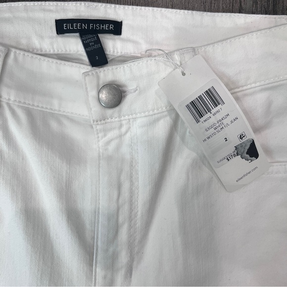Eileen Fisher Organic Cotton High Rise Skinny Jeans White Denim Size 2 NWT - Picture 10 of 12